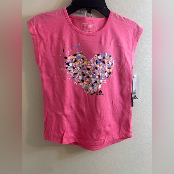 Adidas 2 piece set Pink and Black Short Sleeve Tees size 6 - Picture 1 of 7